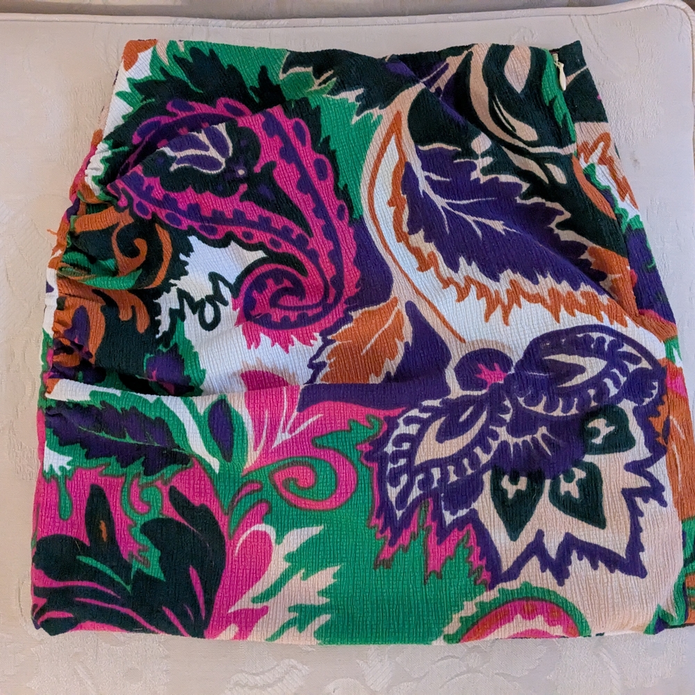 ba&sh Green and Pink Mini Pencil Skirt Resort Wear